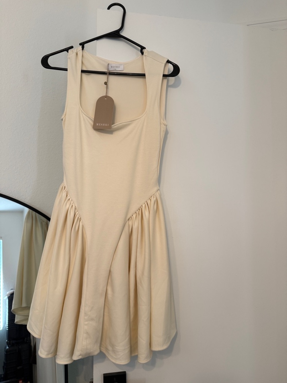 Sleeveless Cream Fit-and-Flare Dress by